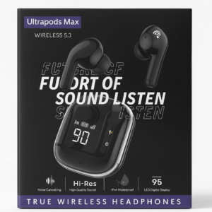 Ultrapods Max TWS Earbuds (Wholesale Pack of 3) | Hi-Res Bass | LED Display | BT 5.3